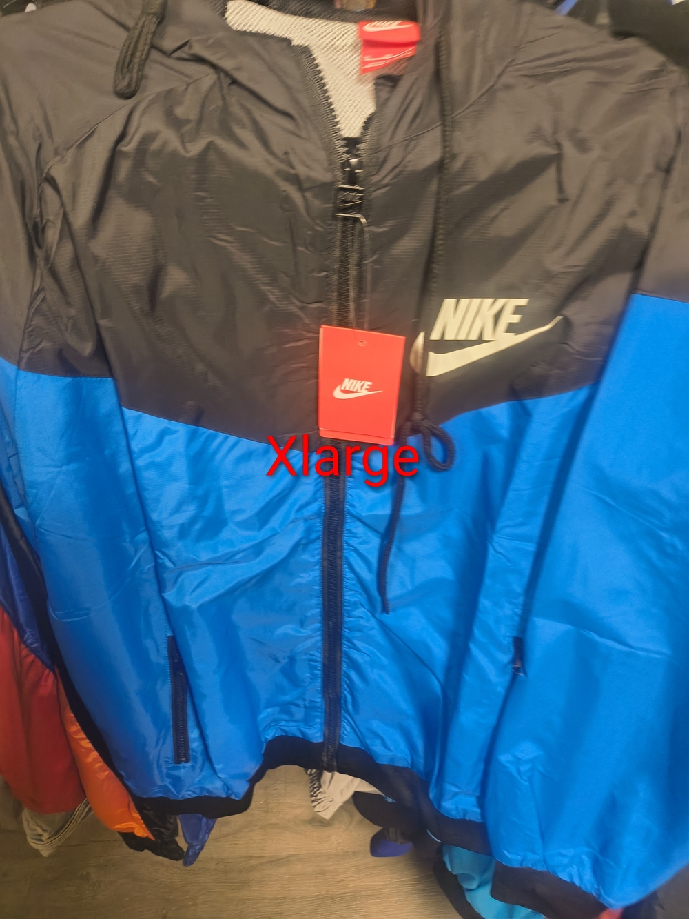 Nike Black and Blue Men's Colorblock Windbreaker Jacket